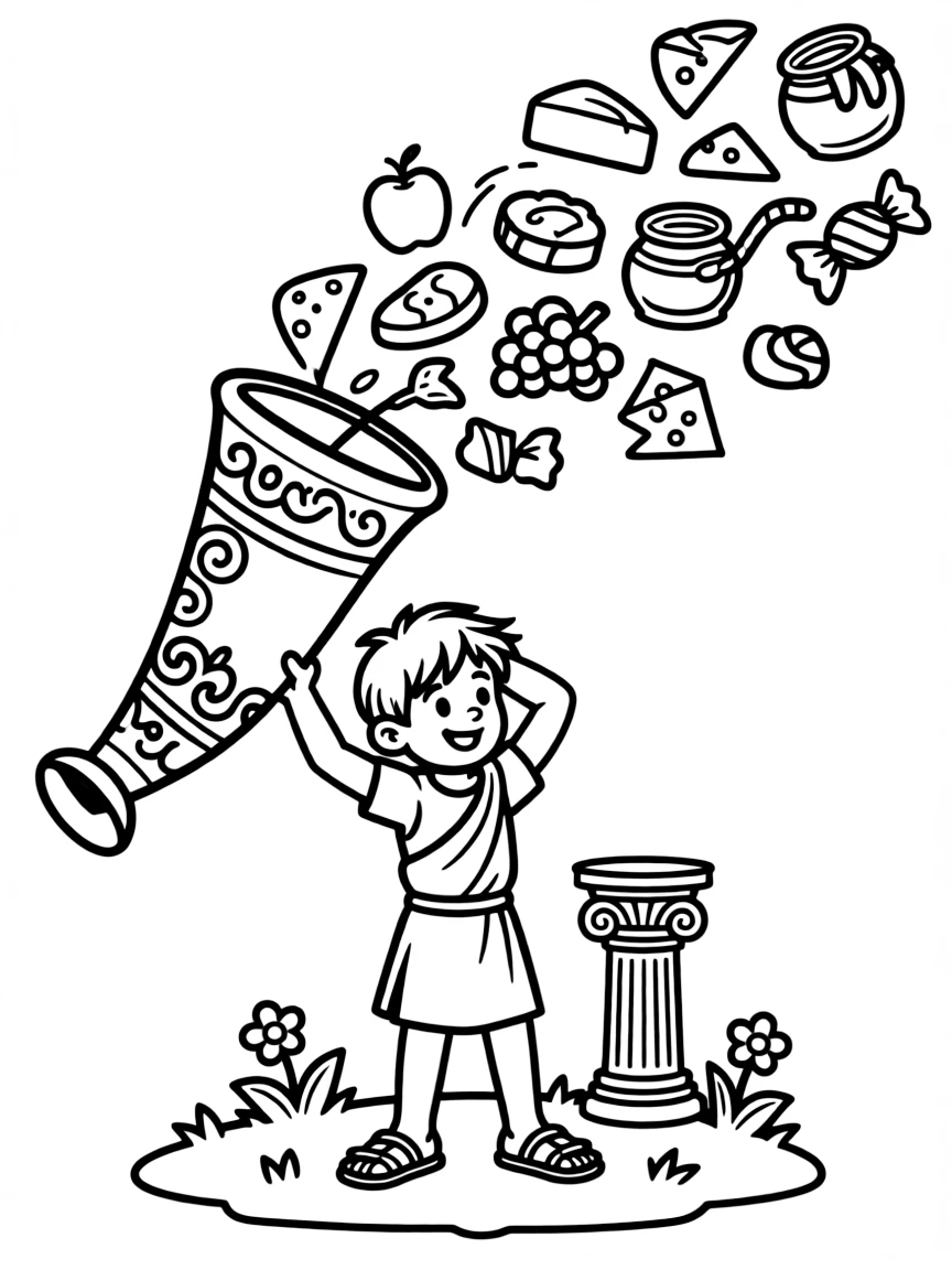 (Greek mythology) A magic horn spilling food and treats