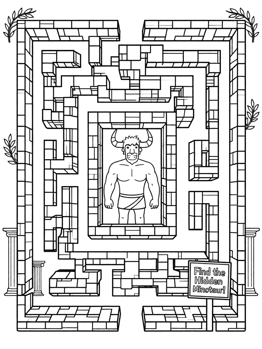 (Greek mythology) A maze with a hidden Minotaur