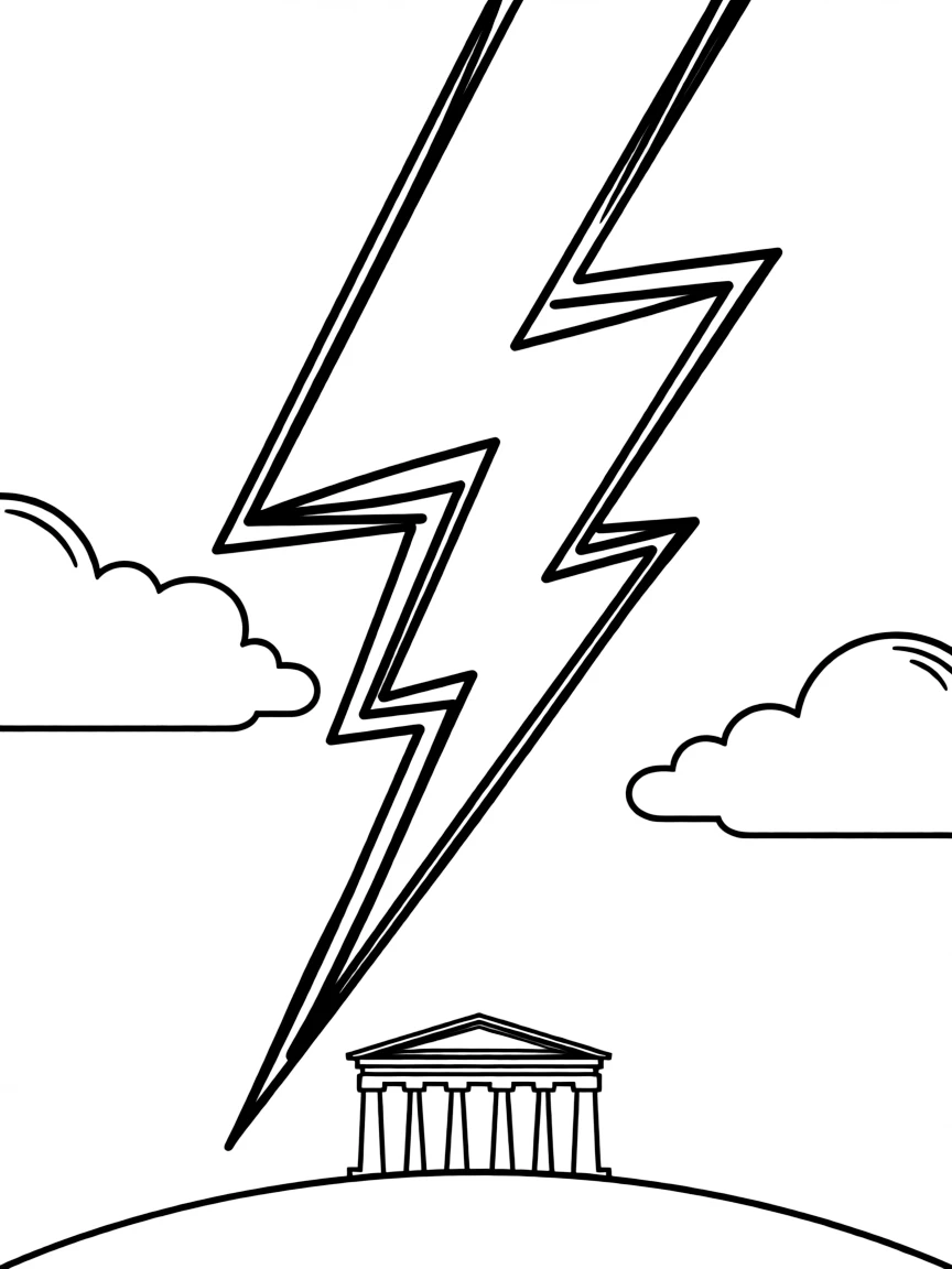 (Greek mythology) A lightning bolt splitting the sky