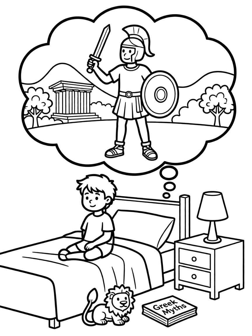 (Greek mythology) A child dreaming of being a Greek hero
