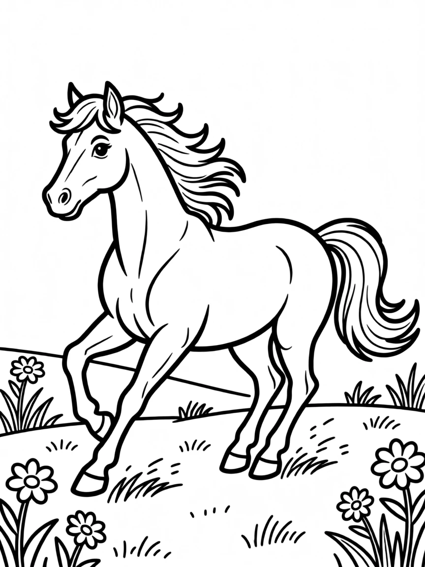 (Chinese Zodiac) A gentle horse galloping with flowing mane and tail