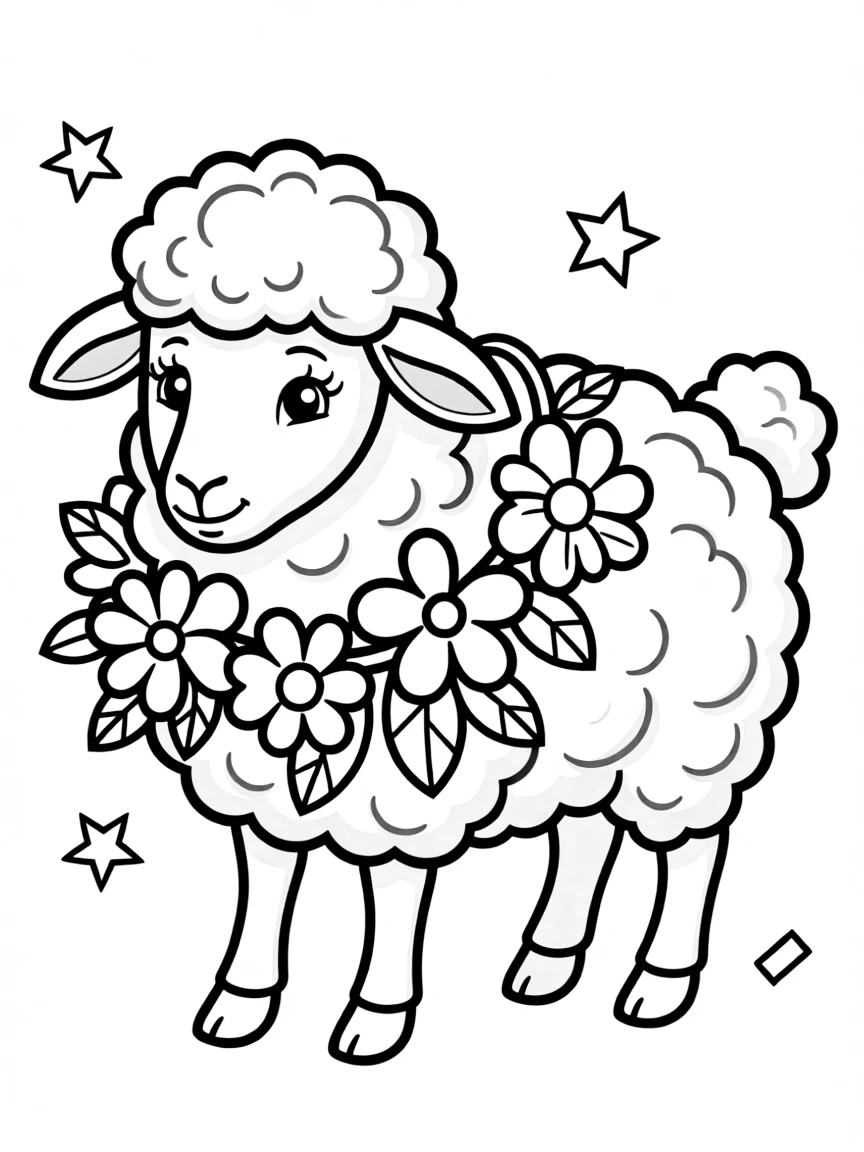 (Chinese Zodiac) Sheep with festival garlands draped around neck