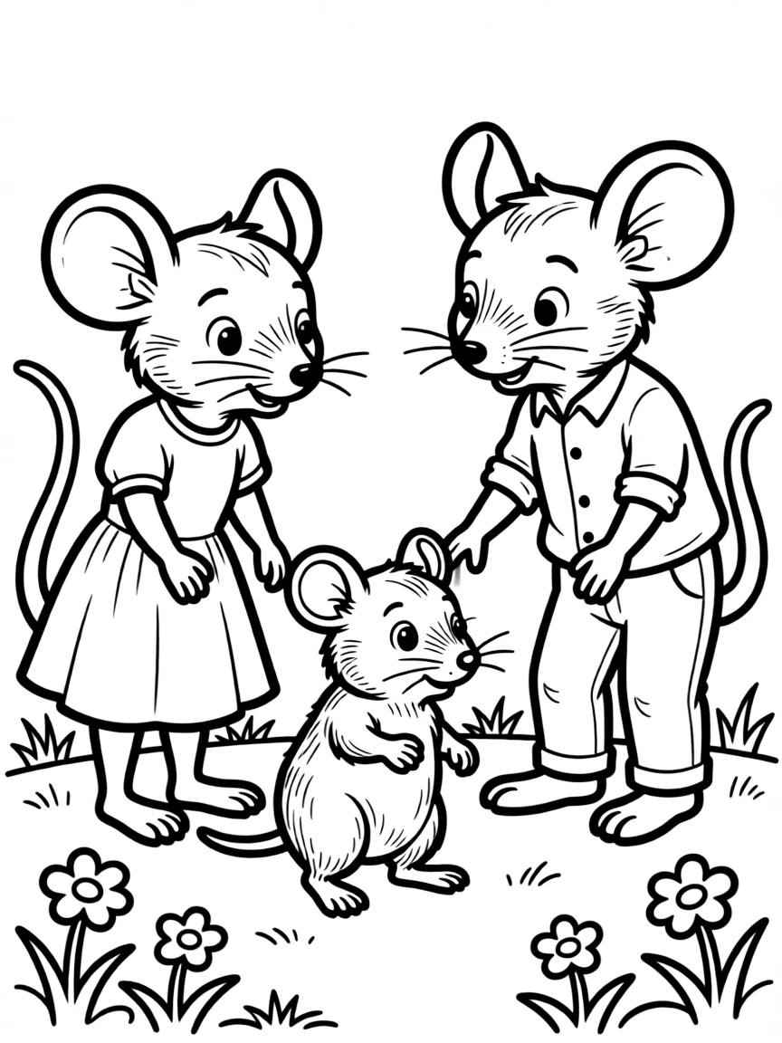 (Chinese Zodiac) Baby rat learning to walk with encouraging parents