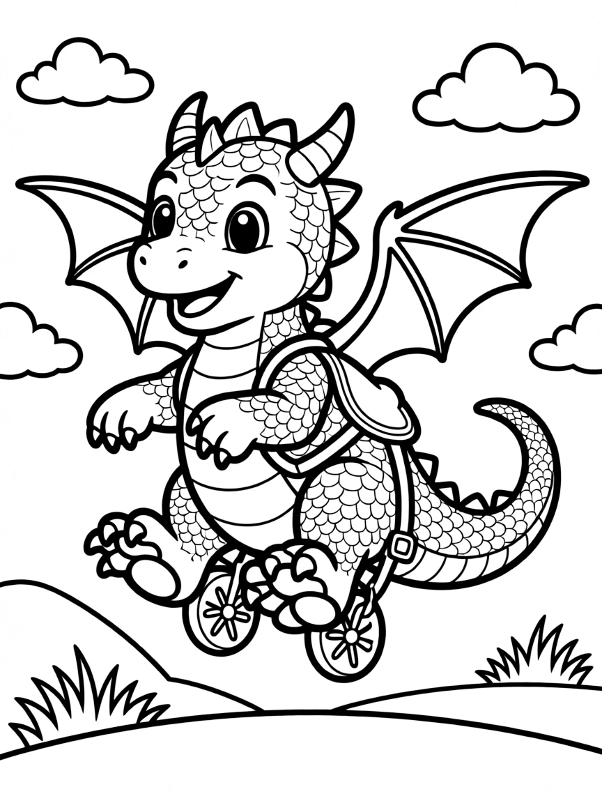 (Chinese Zodiac) Baby dragon learning to fly with training wheels