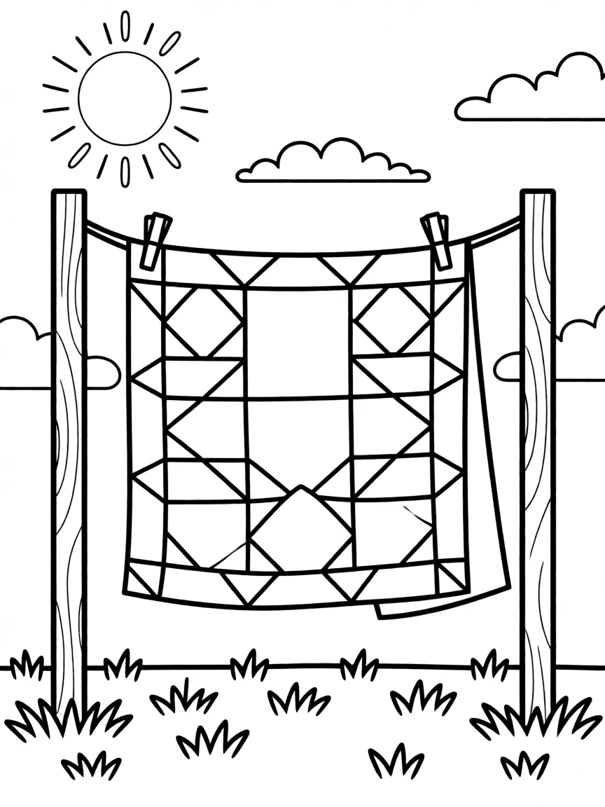 Q is for Quilt hanging on a clothesline