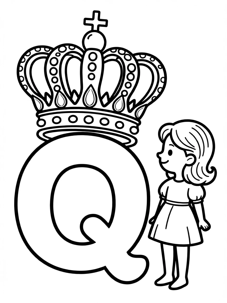 Q is for Queen’s crown decorated with jewels