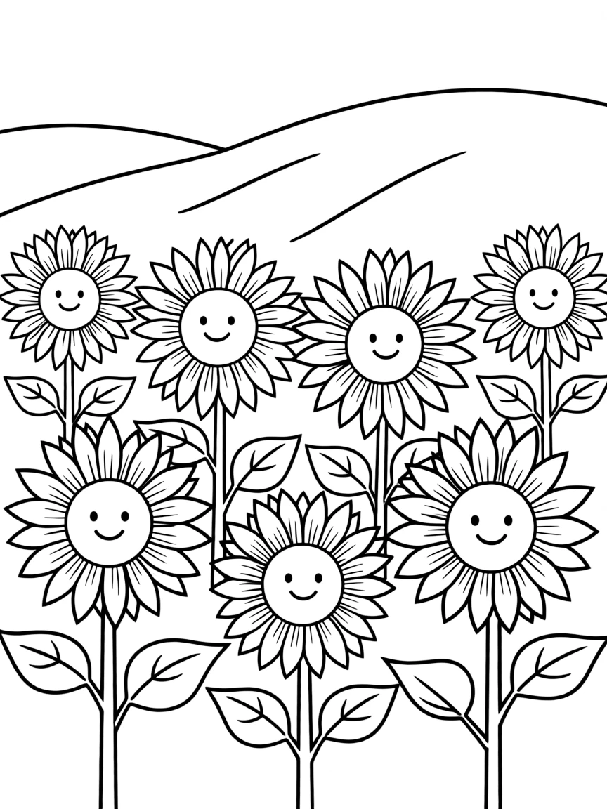 Y is for Yellow sunflowers in a field