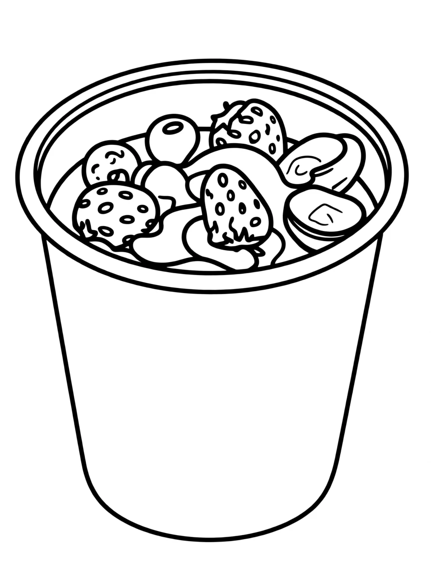 Y is for Yogurt cup with fruit toppings