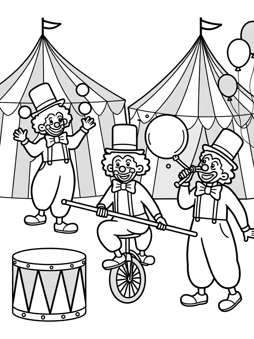 Z is for Zany clowns in a circus act