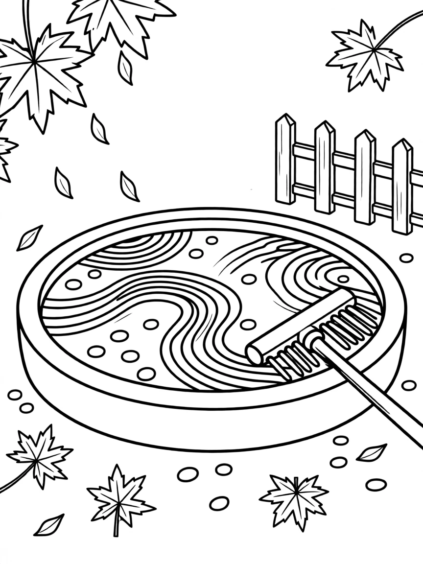 Z is for Zen garden with pebbles and rakes