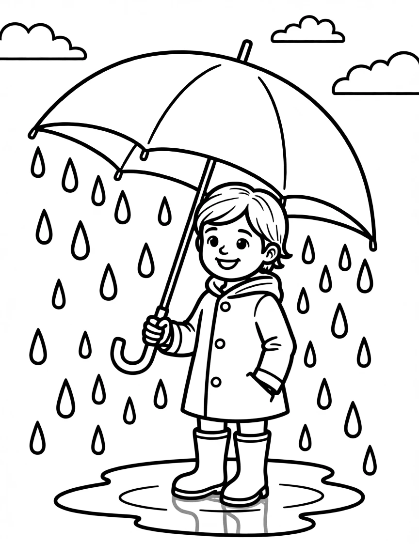 Y is for Yellow umbrella in the rain