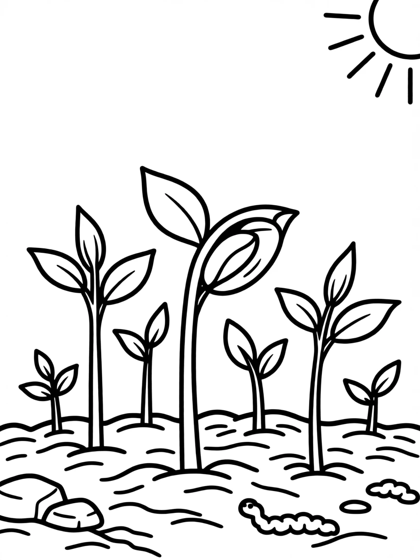 Y is for Young seedlings sprouting in spring