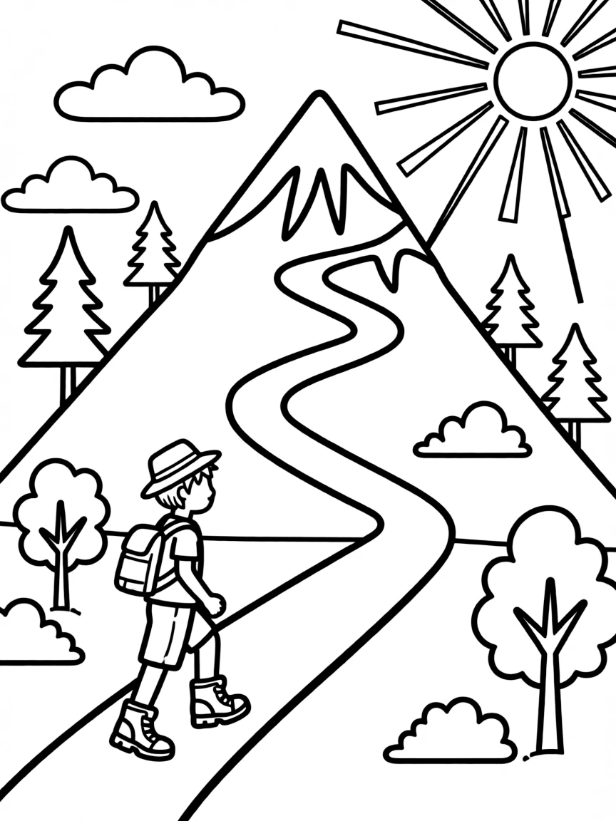 Z is for Zigzag mountain trail with a hiker