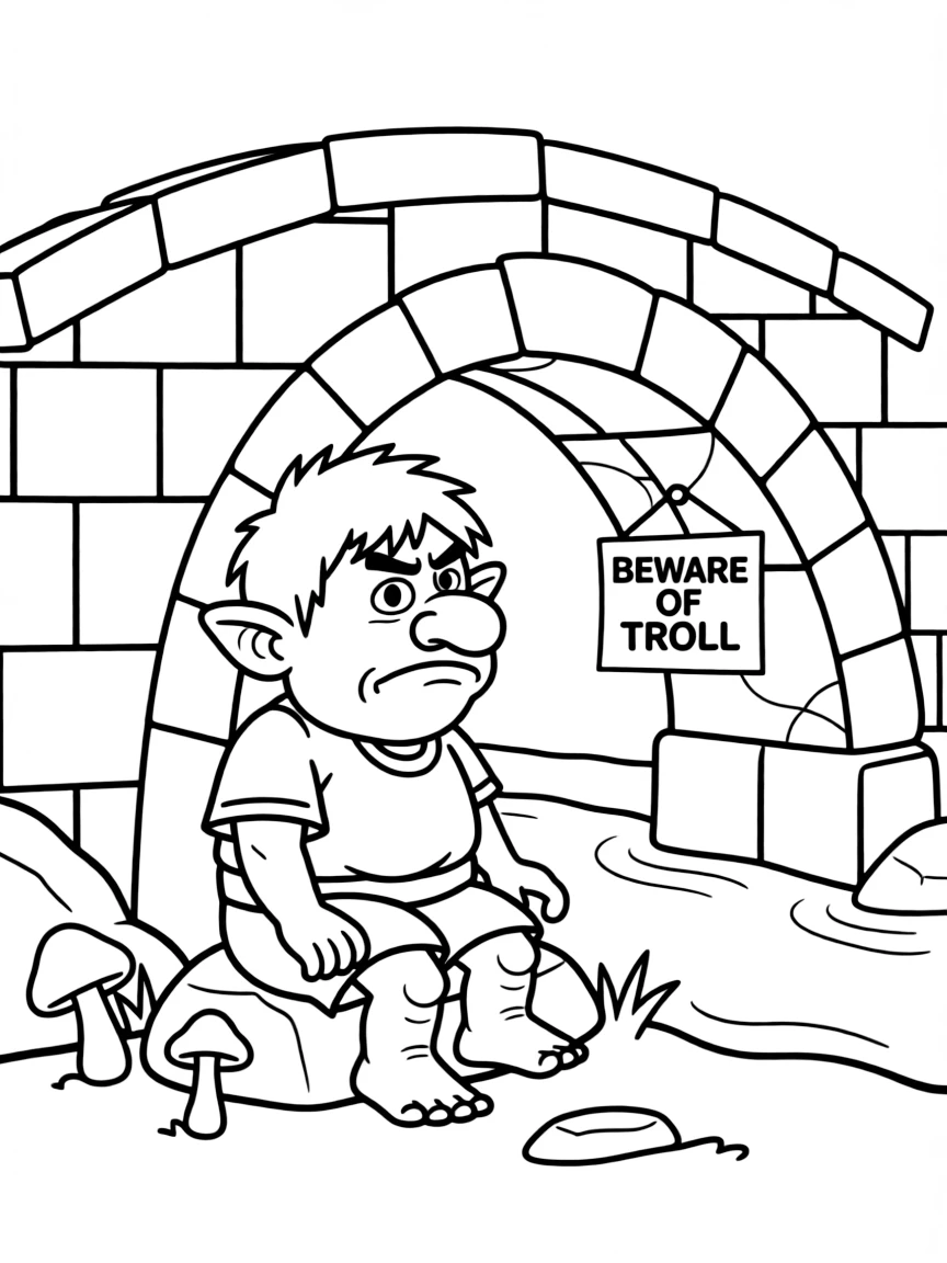 A grumpy troll under a bridge.