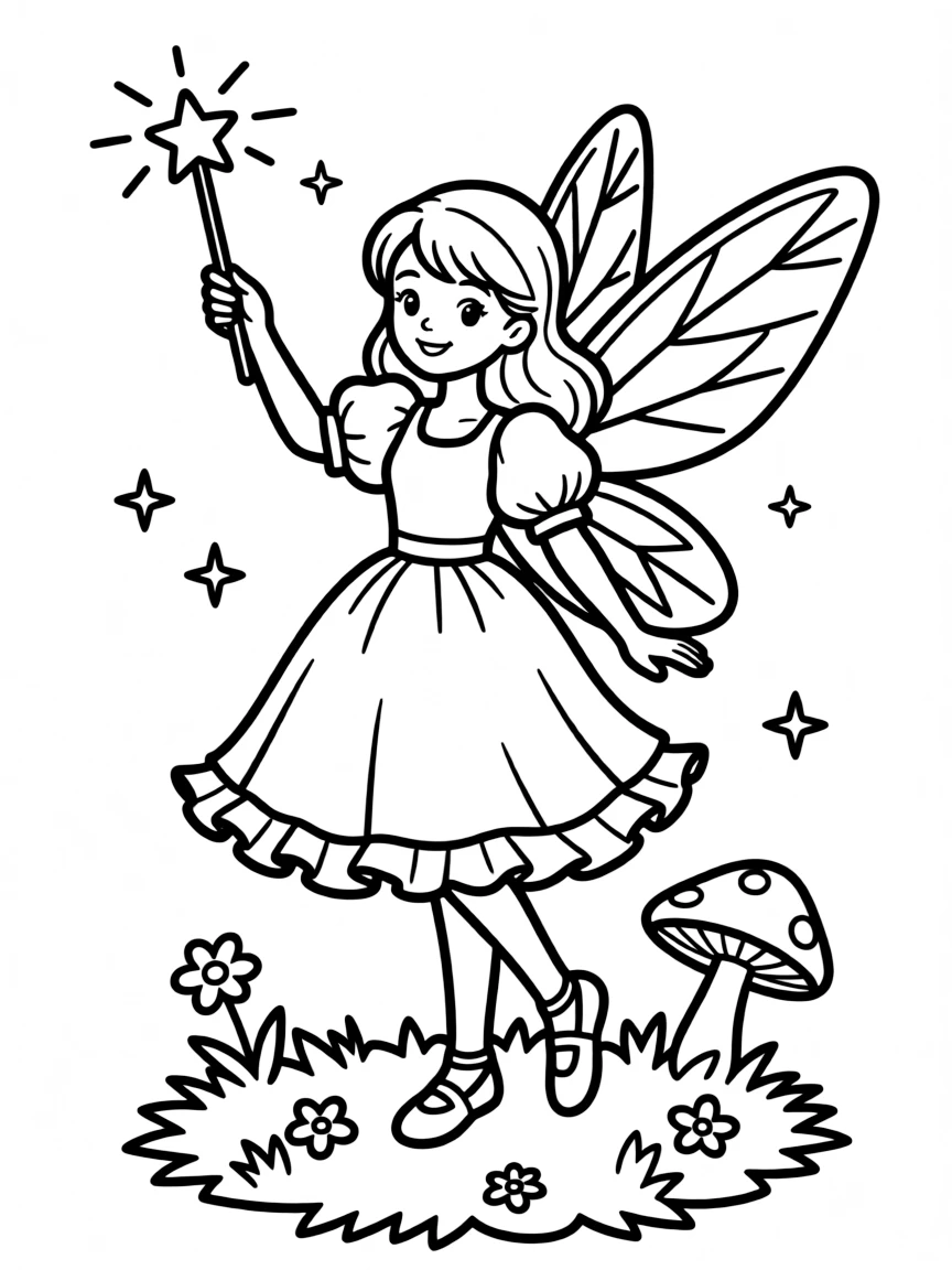 A fairy waving her wand.