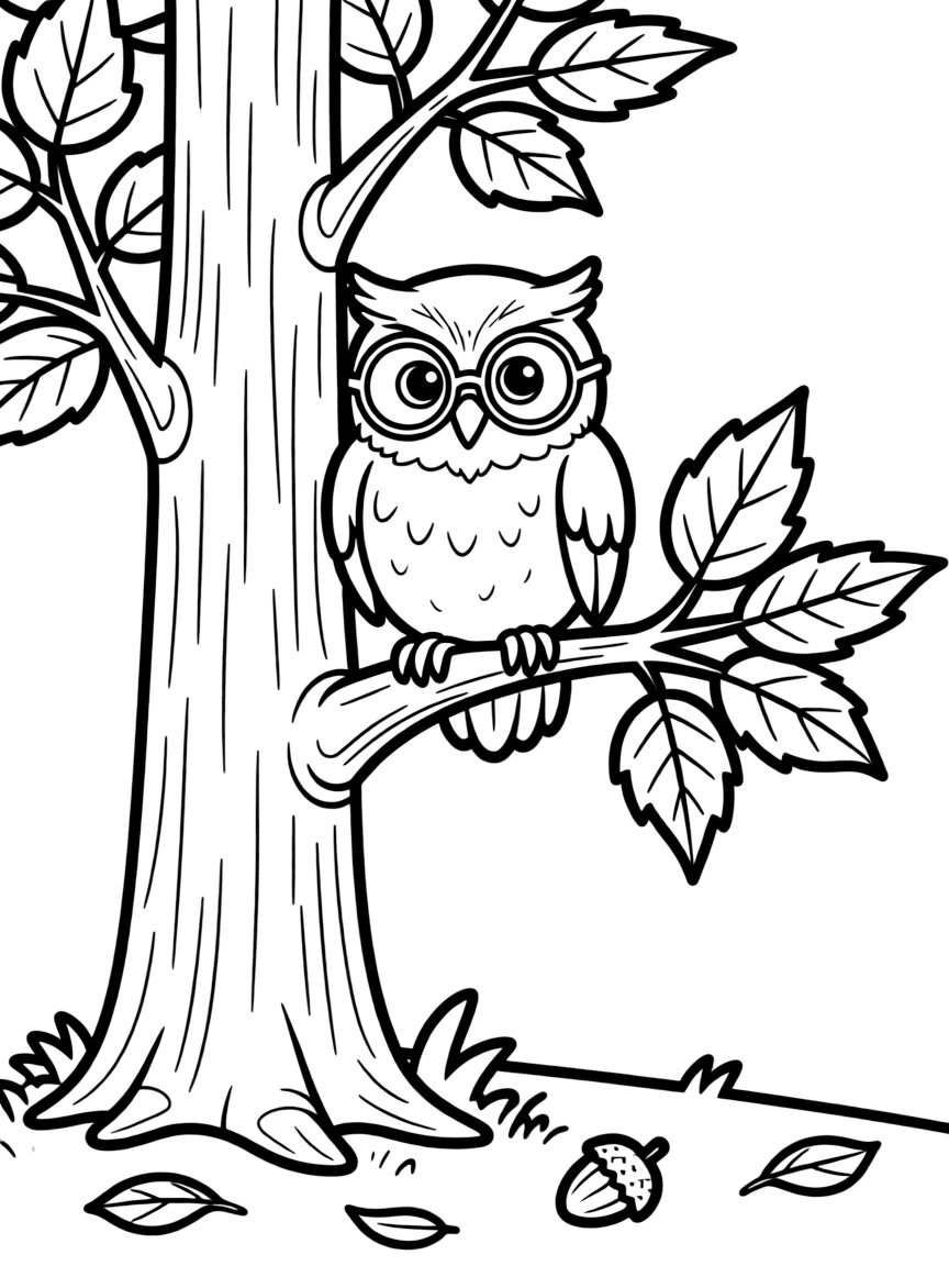 A wise old owl perched on a tree.