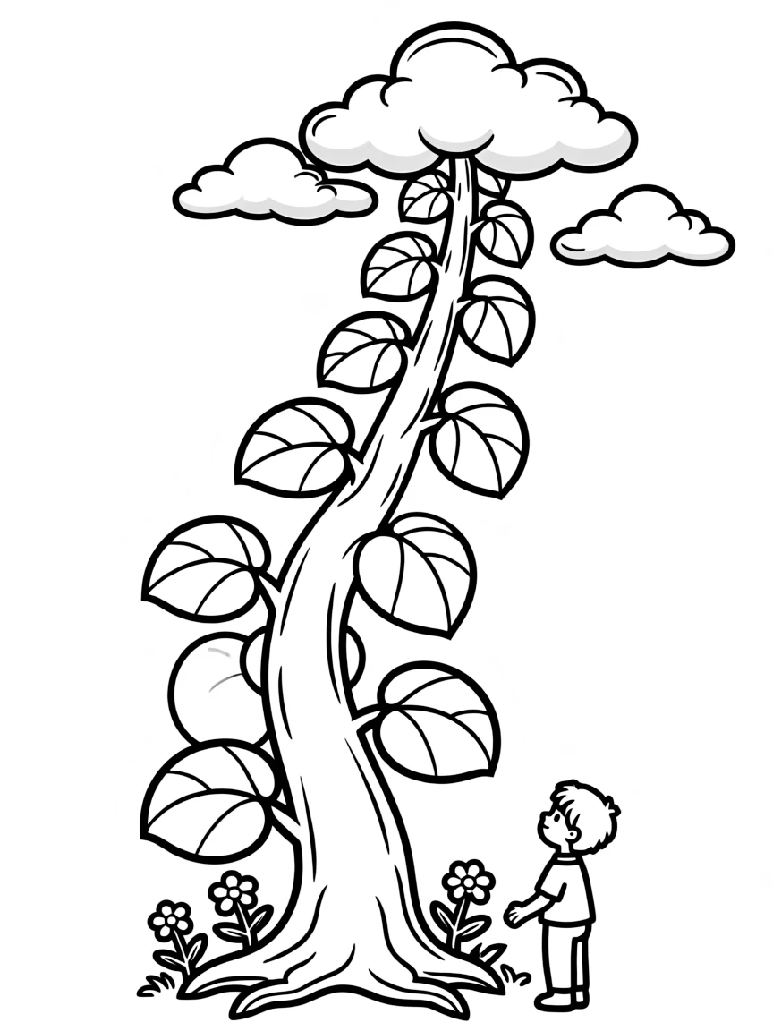 A giant beanstalk reaching the clouds.