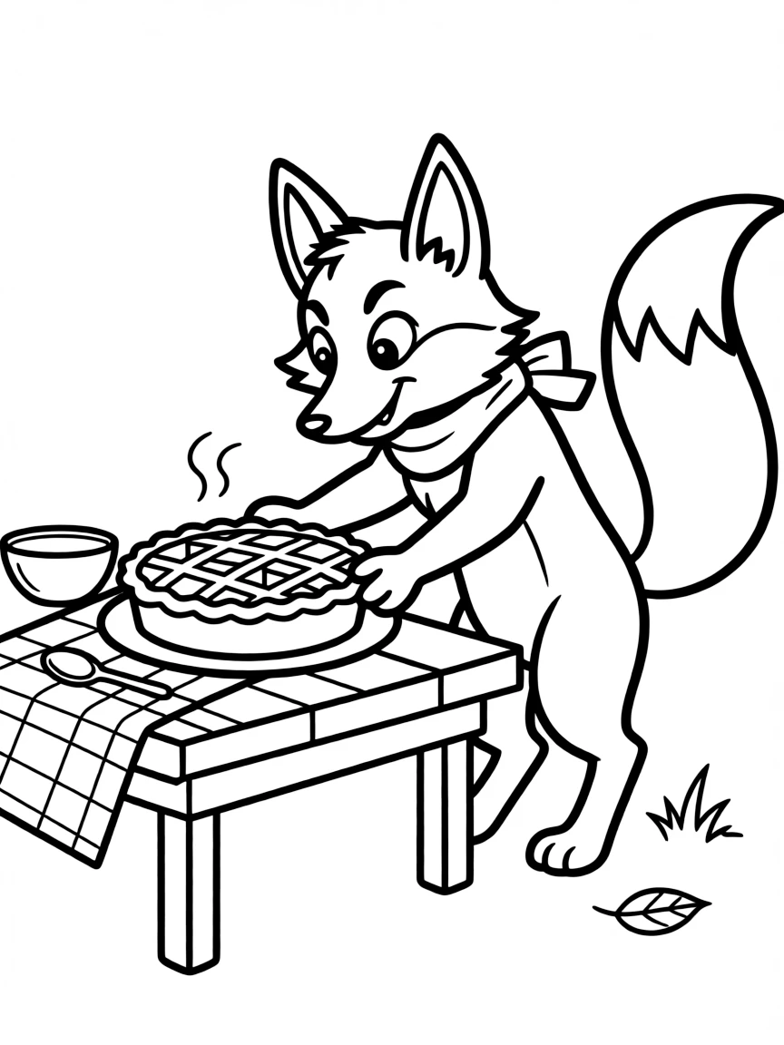 A cunning fox stealing a pie.