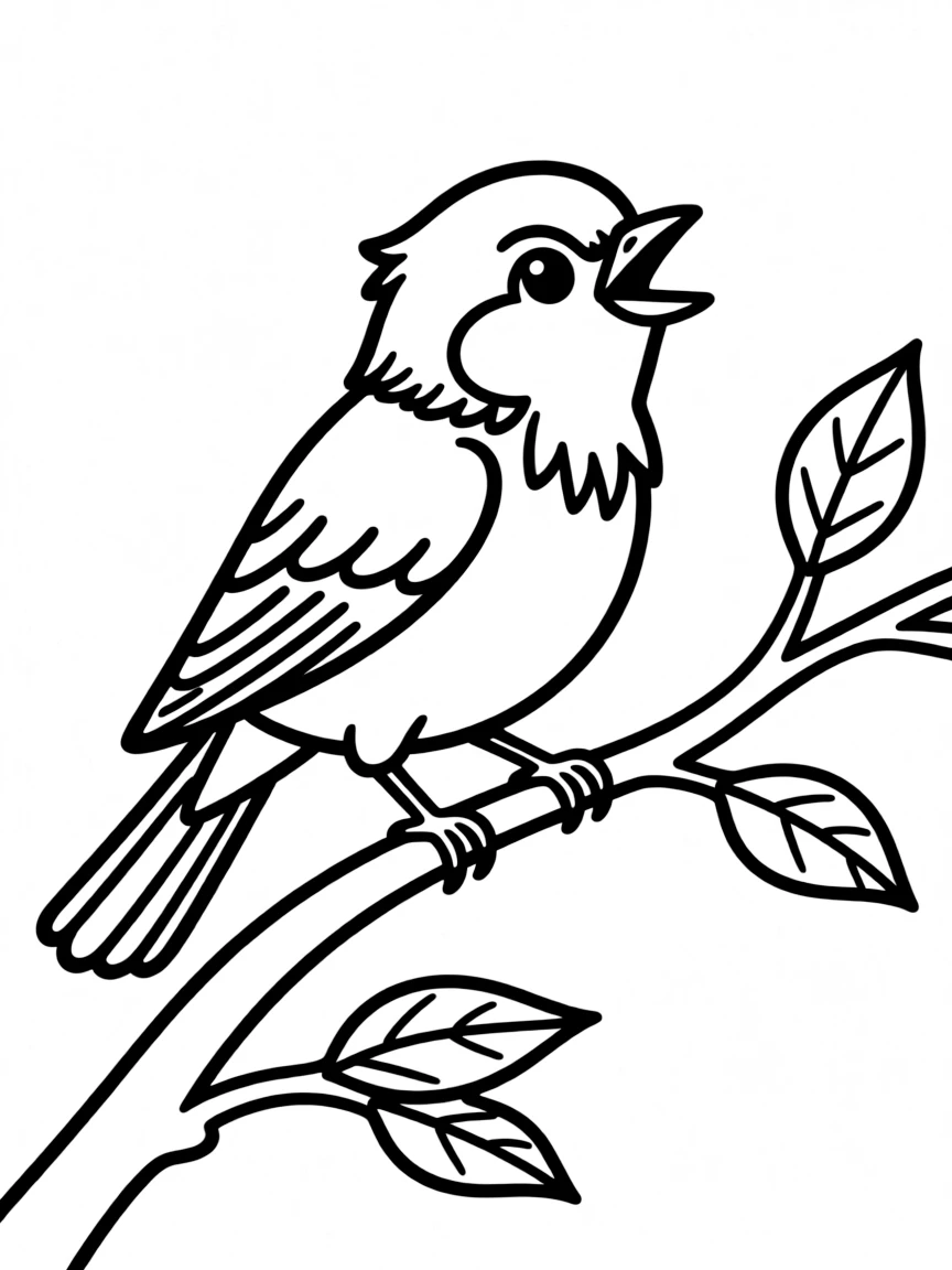 A singing bird on a branch.