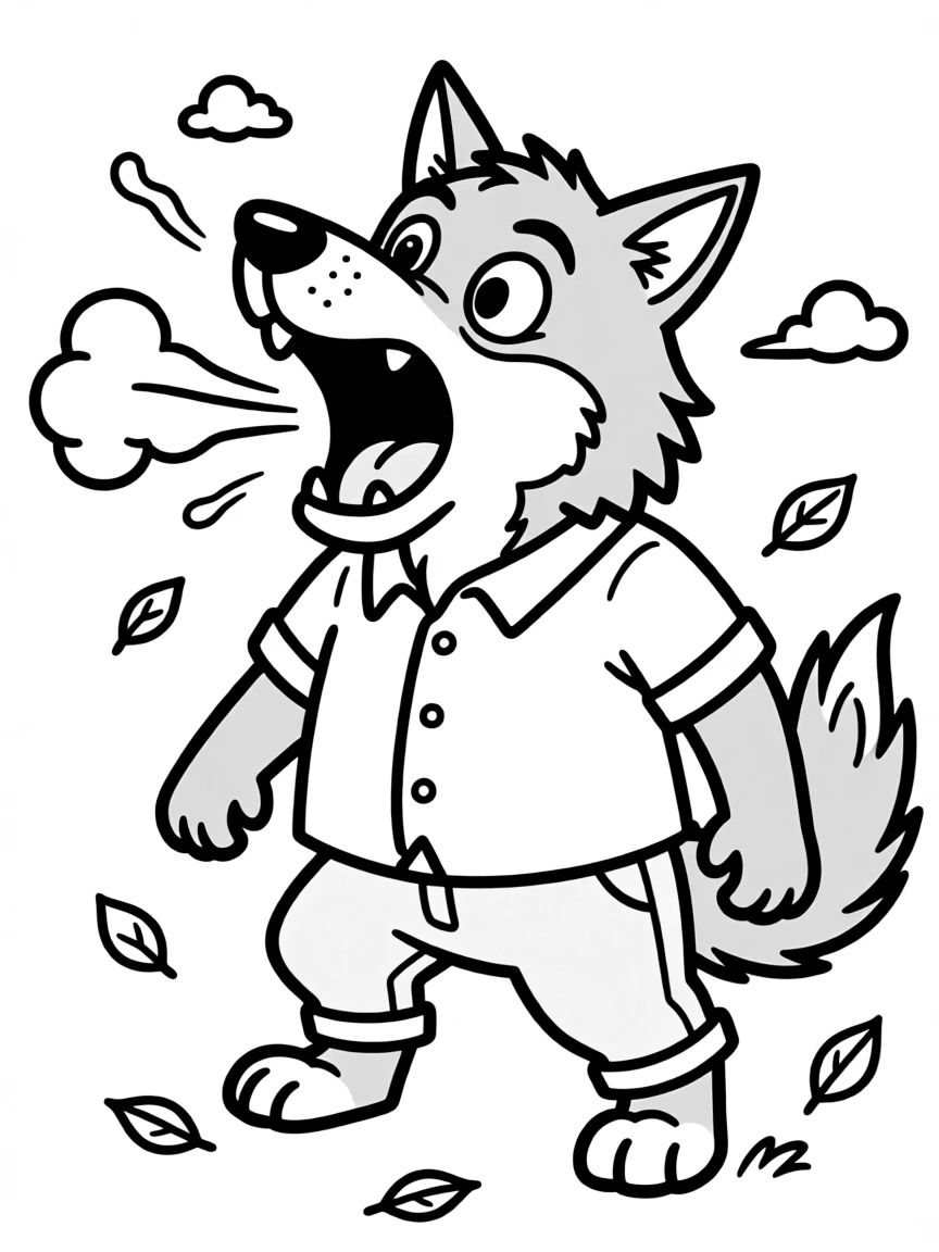 A big bad wolf huffing and puffing.