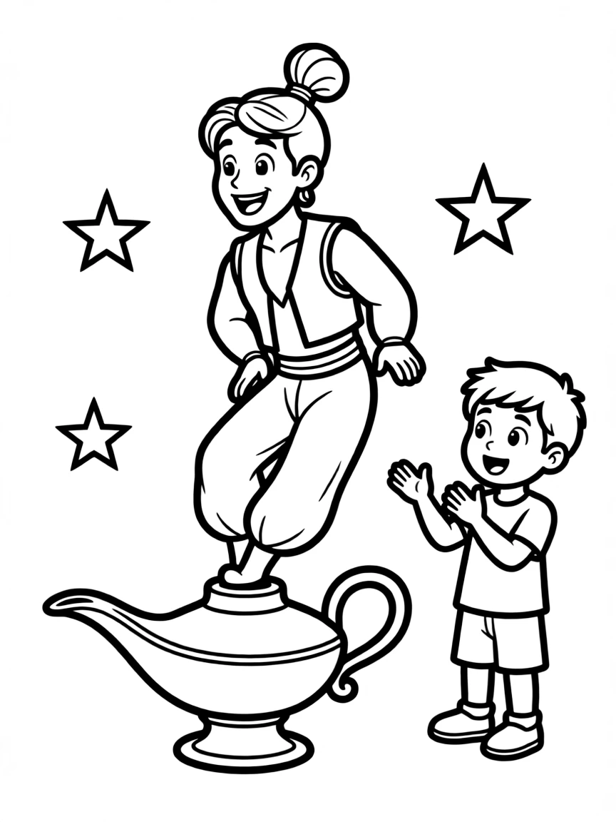A magical genie granting wishes.