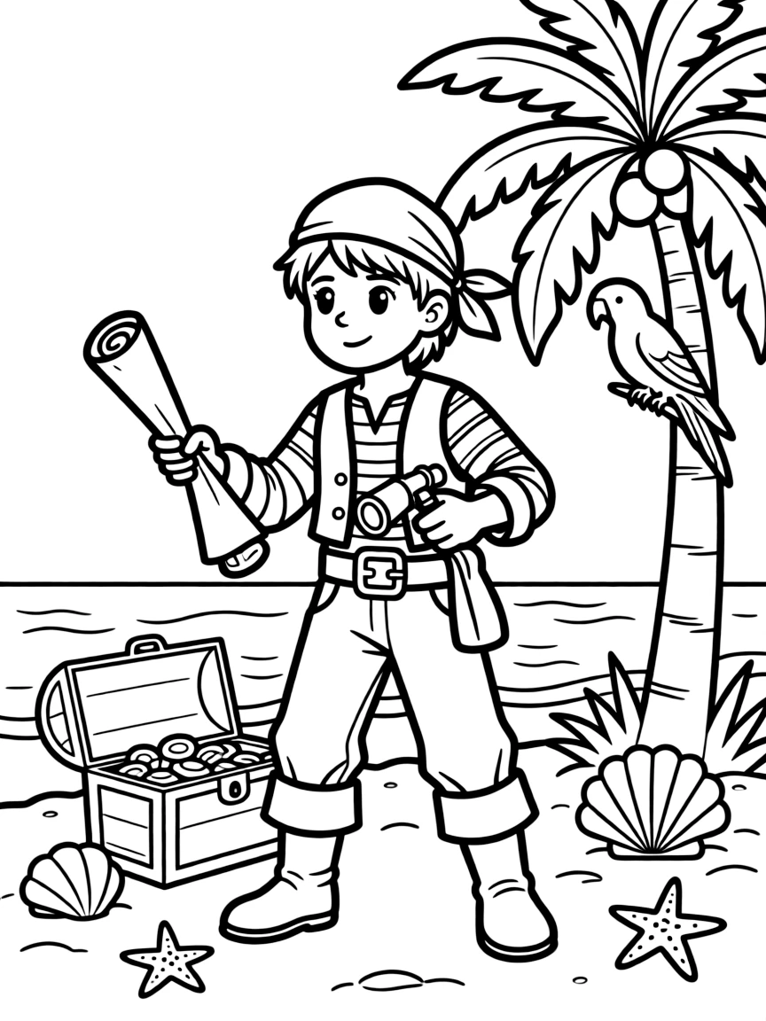 A brave pirate searching for treasure.