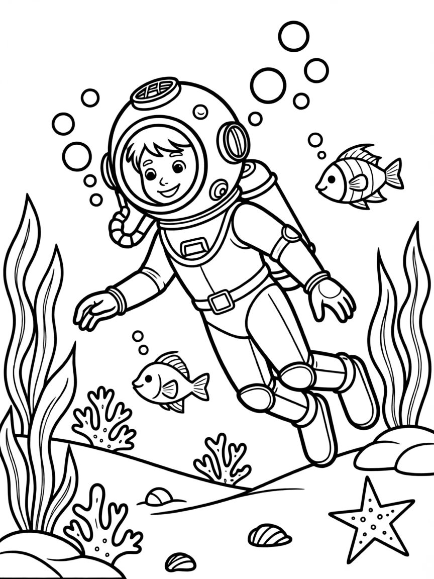 A deep-sea diver exploring the ocean.