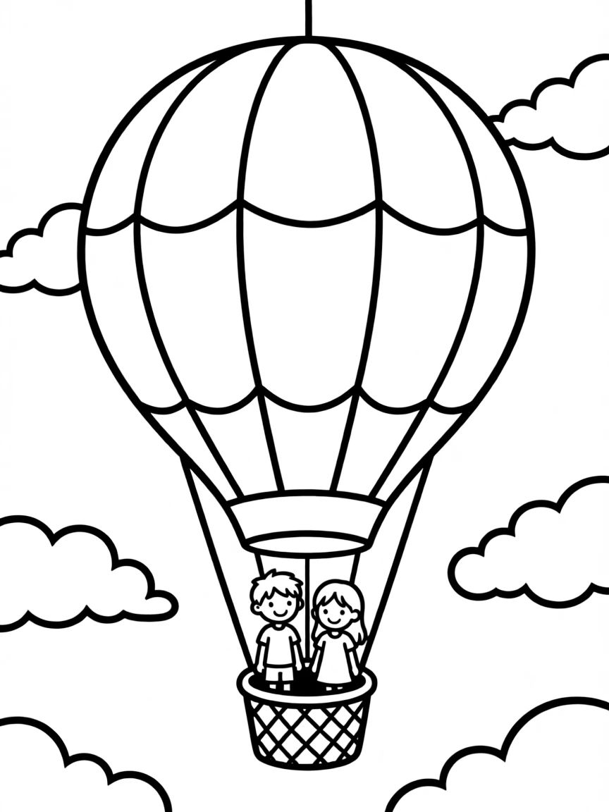 A big hot air balloon floating.