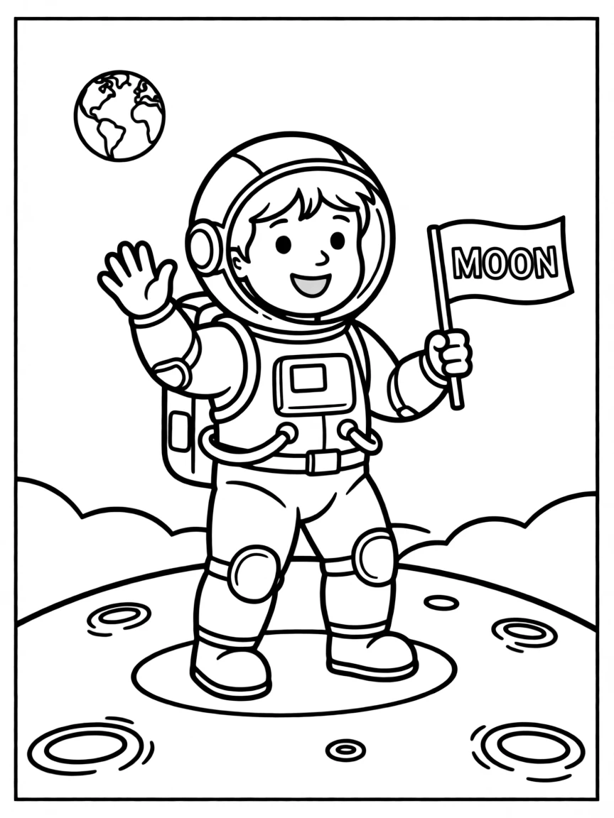 A happy astronaut on the moon.