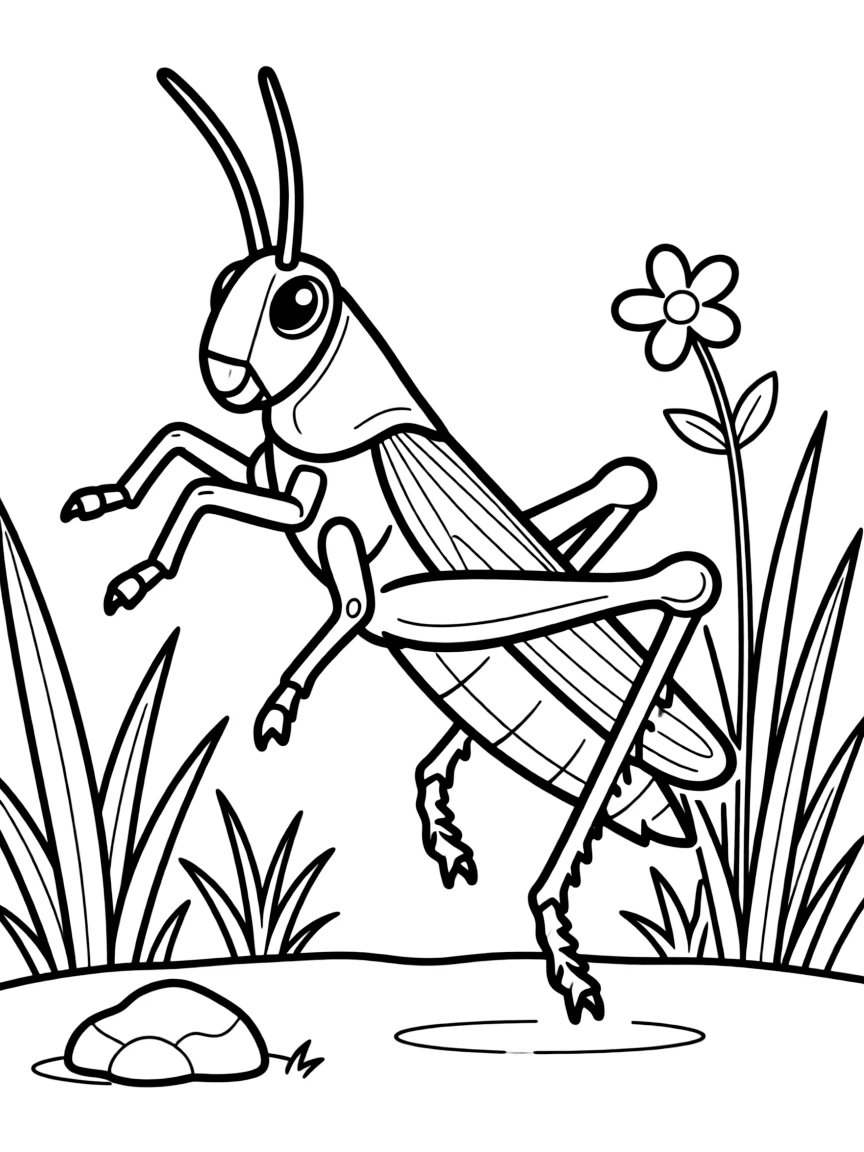 A hopping grasshopper.