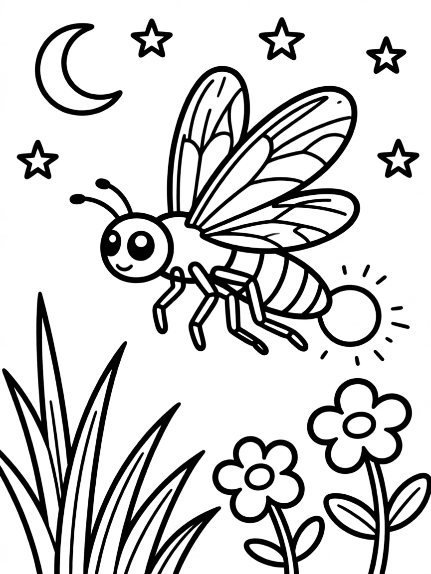 A glowing firefly at night.