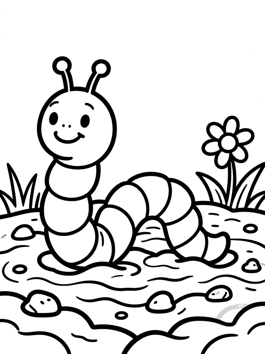 A wiggling worm in the dirt.