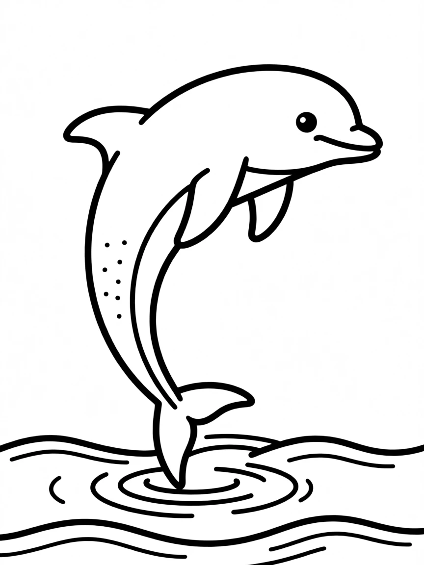 A playful dolphin jumping.