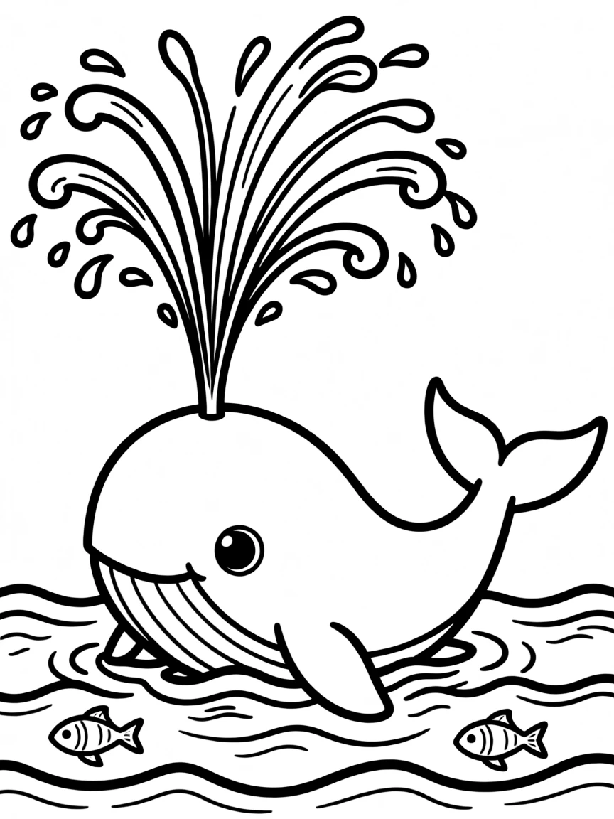 A big whale spouting water.