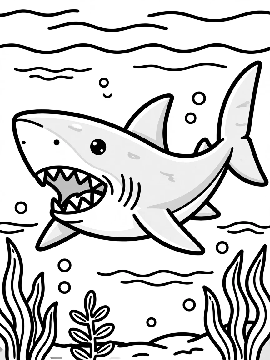 A hungry shark swimming.