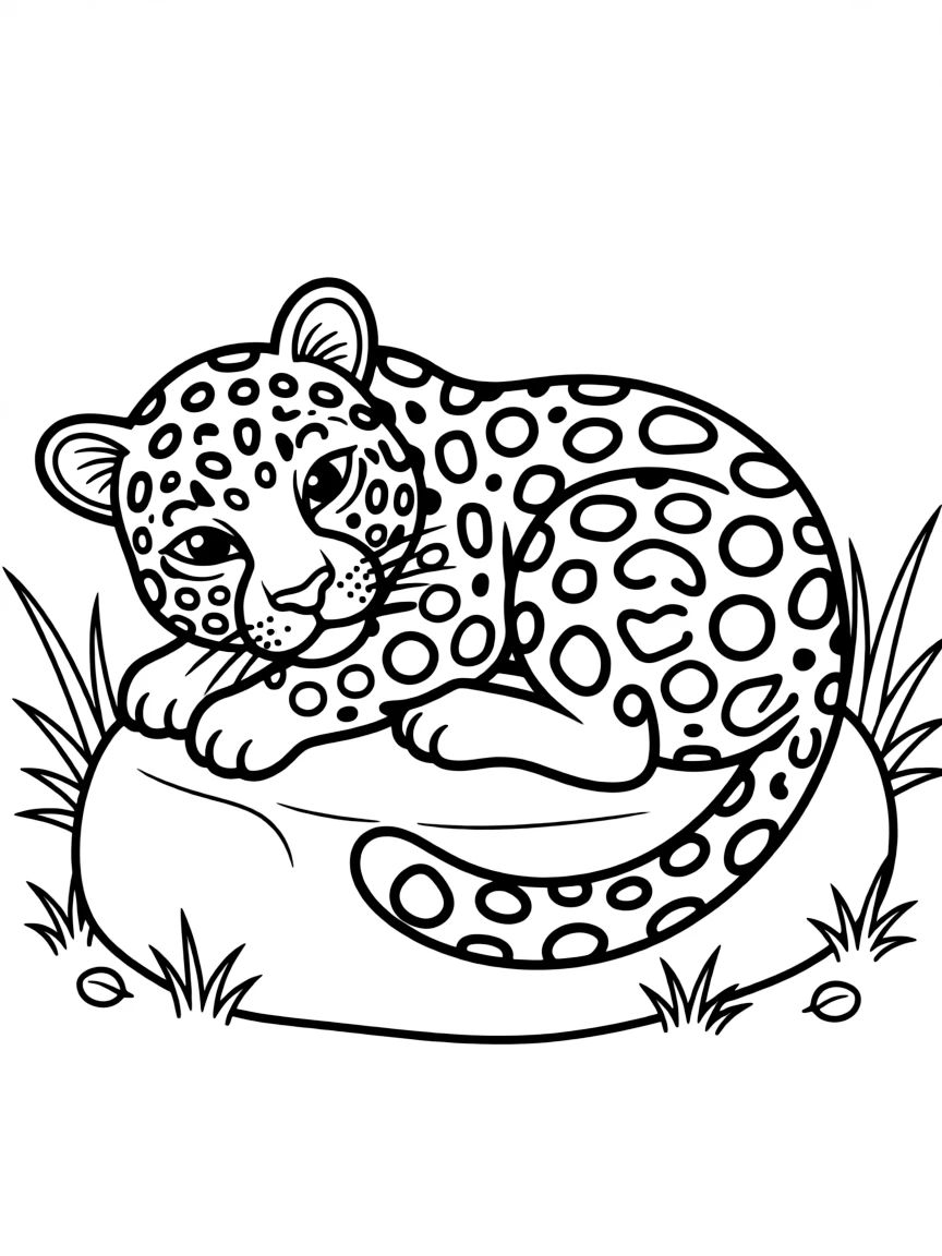 A spotted leopard resting.
