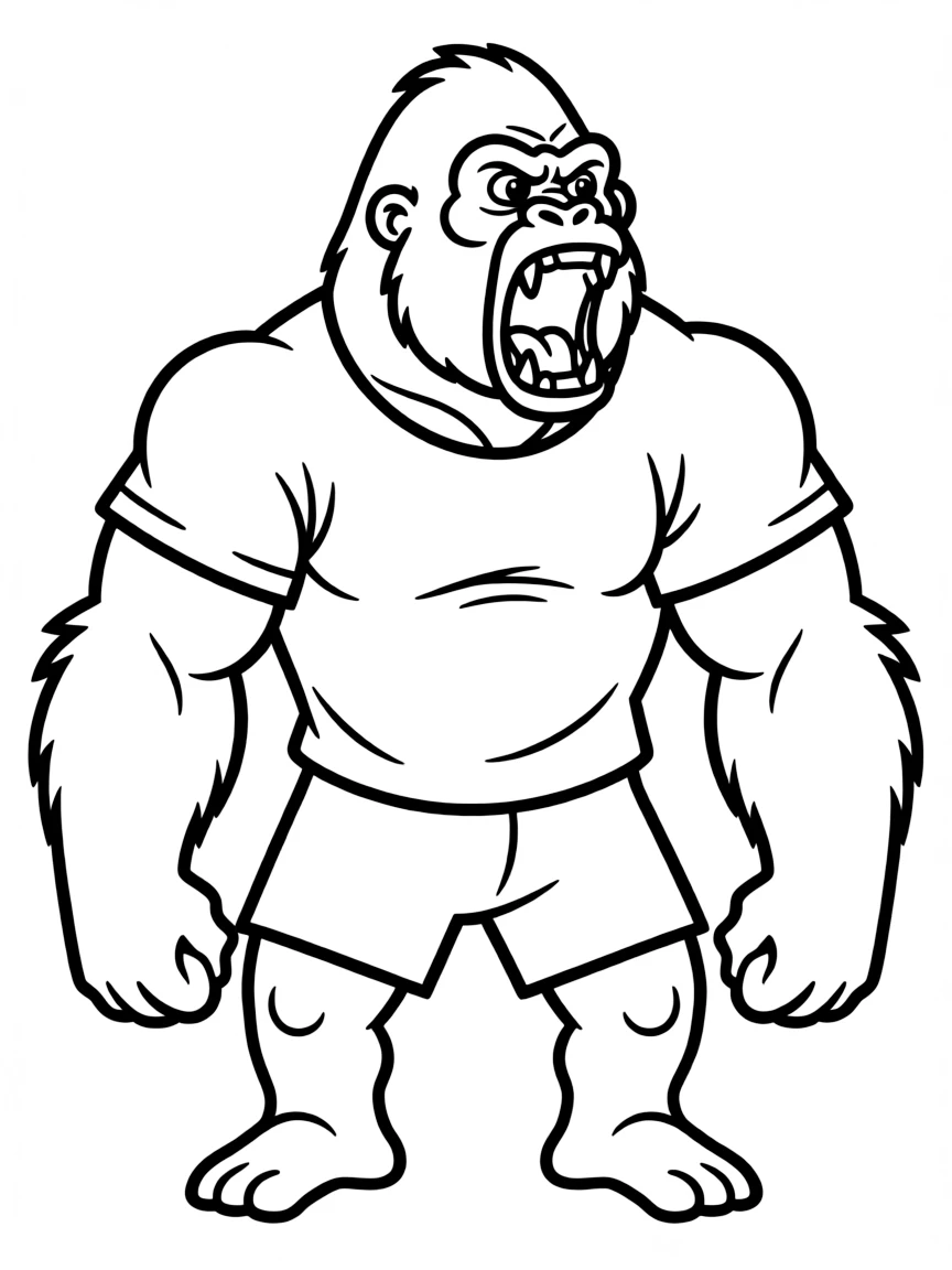A roaring gorilla.