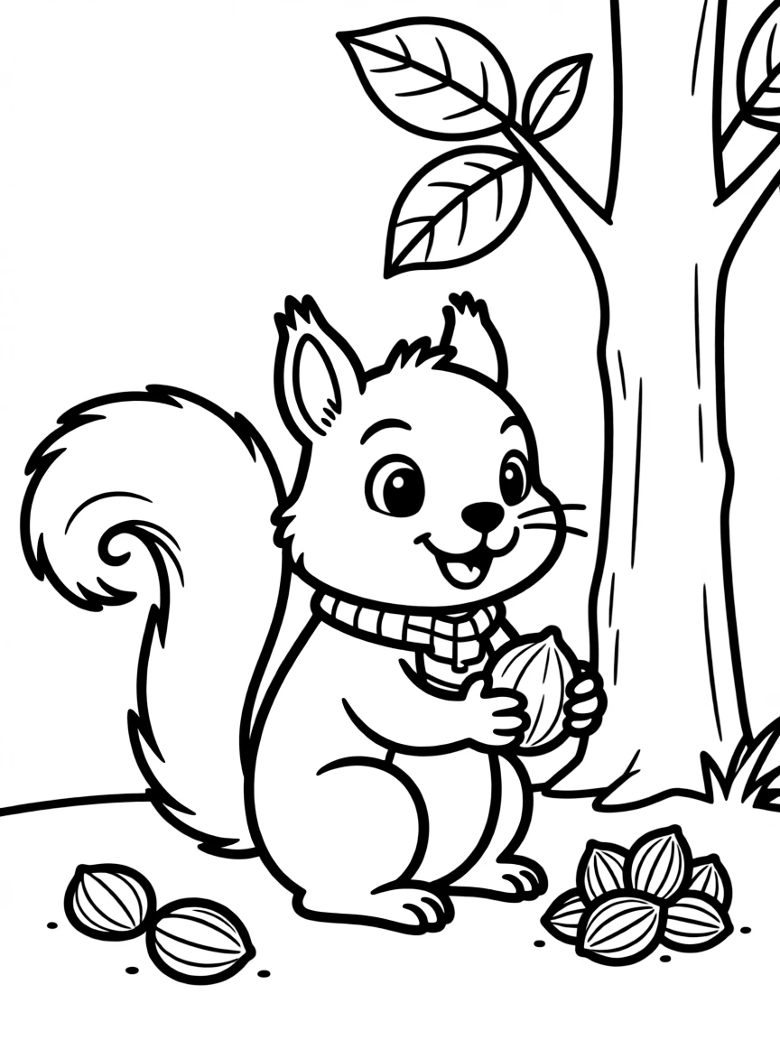 A little squirrel collecting nuts.