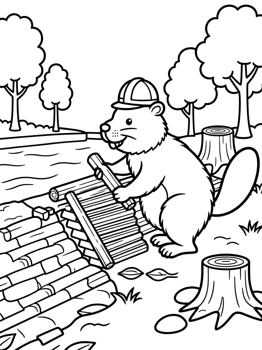 A busy beaver building a dam.
