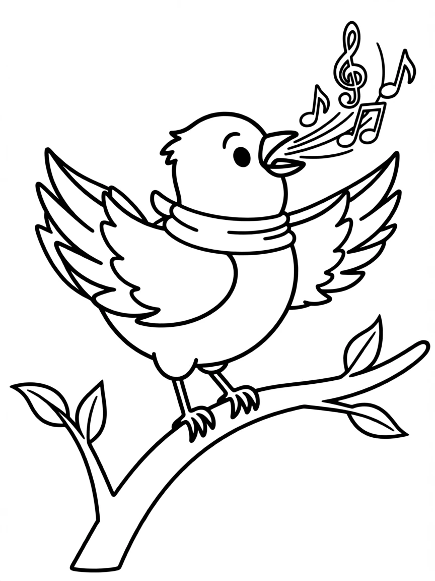 A singing bird on a branch.