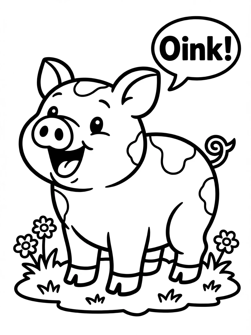 A oinking pig.