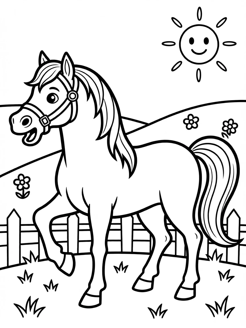 A neighing horse.