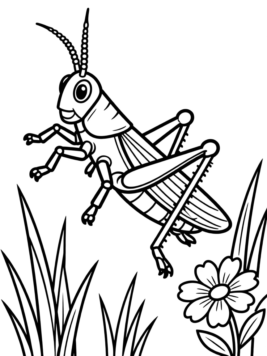 A hopping grasshopper.