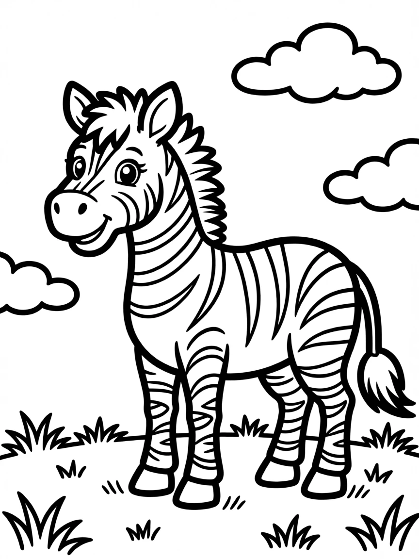 A striped zebra.