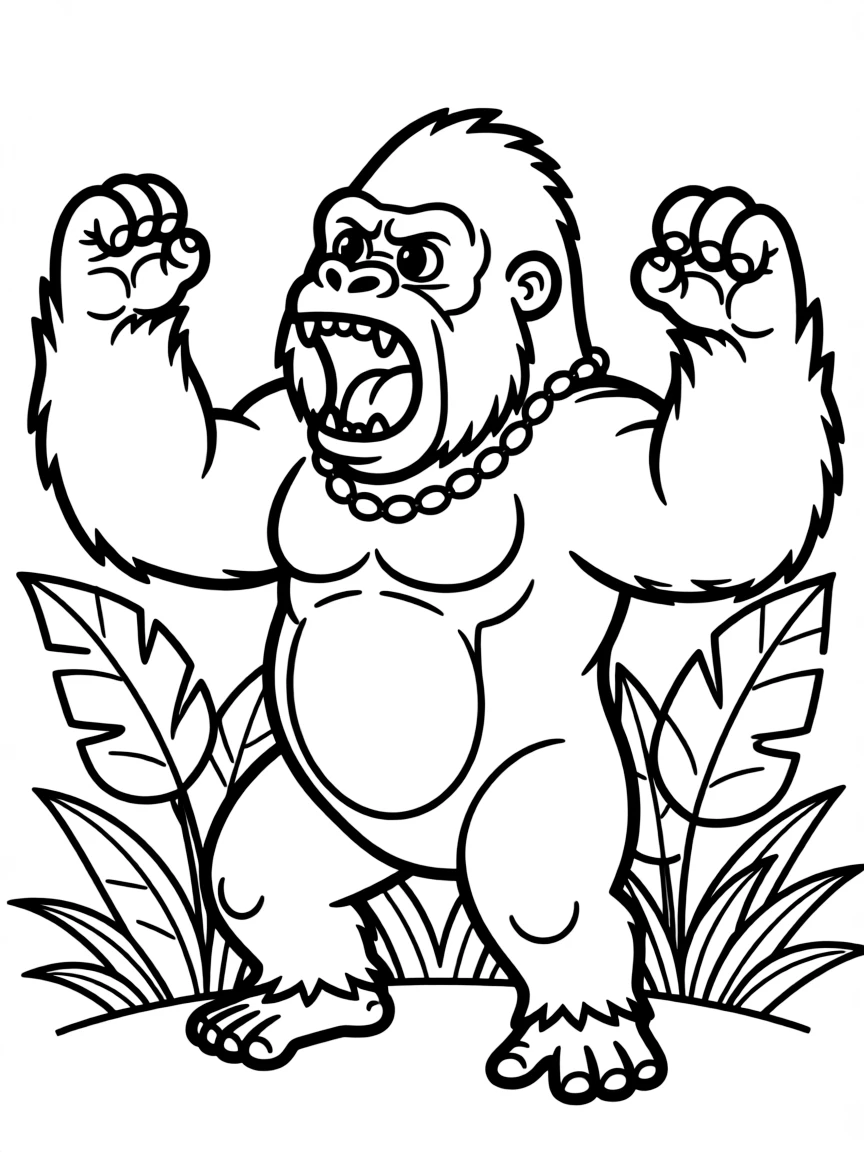 A roaring gorilla.