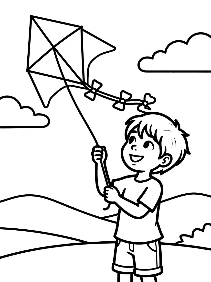 A child flying a kite.