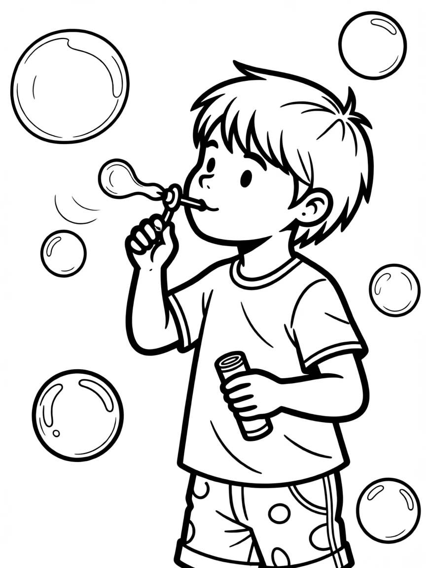 A child blowing bubbles.