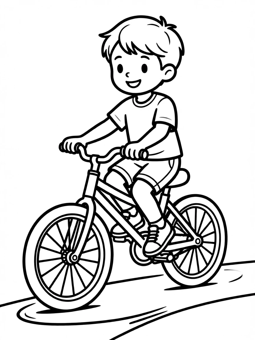 A child riding a bicycle.