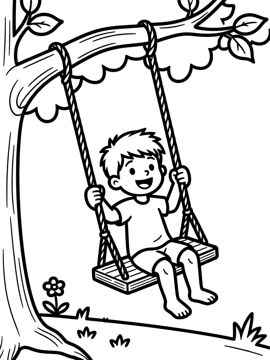 A child swinging on a swing.