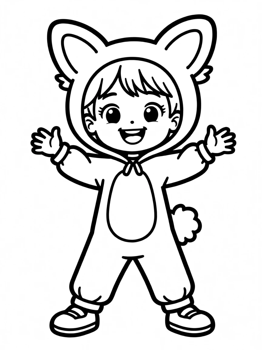 A child wearing a costume.